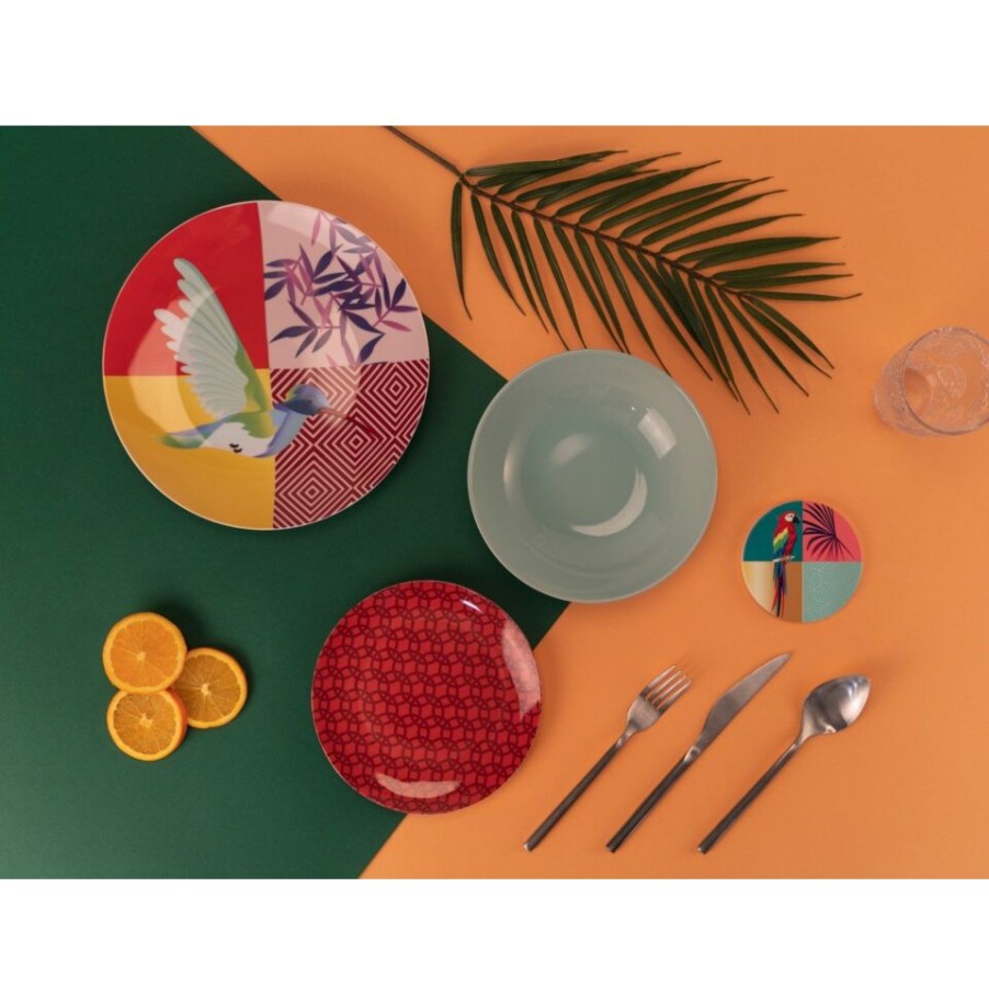 Gift Ideas Villa d'Este | Parrot Groove Stoneware Dinner Service, For 6 People.