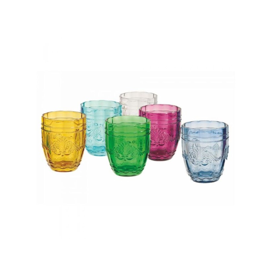 Gift Ideas Villa d'Este | Syrah Set Of 6 Colored Glass Glasses.