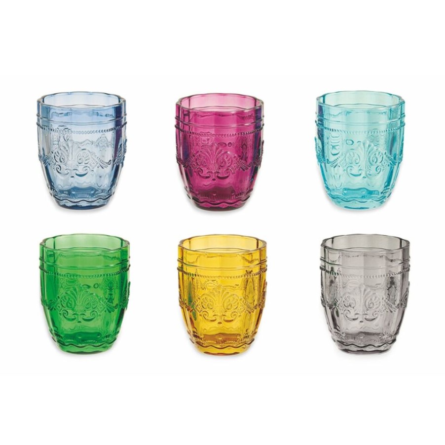 Gift Ideas Villa d'Este | Syrah Set Of 6 Colored Glass Glasses.