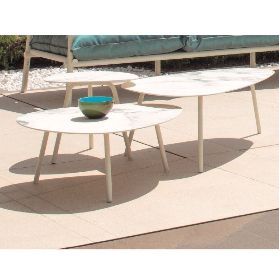 Outdoors Emu | Large Terramare Low Coffee Tables By Emu, In Aluminum And Stoneware.