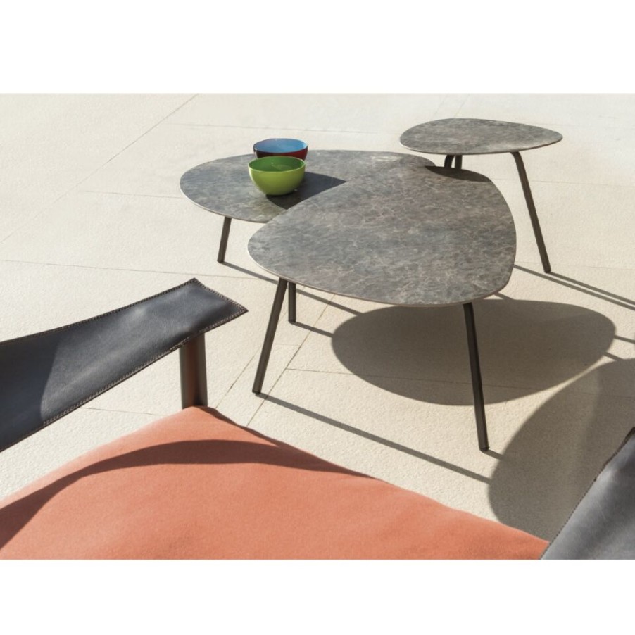 Outdoors Emu | Large Terramare Low Coffee Tables By Emu, In Aluminum And Stoneware.