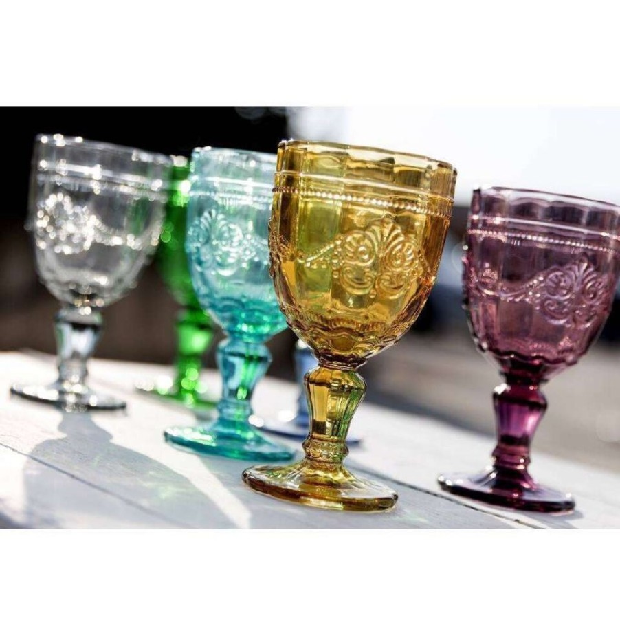 Gift Ideas Villa d'Este | Syrah Set Of 6 Colored Glass Goblets.