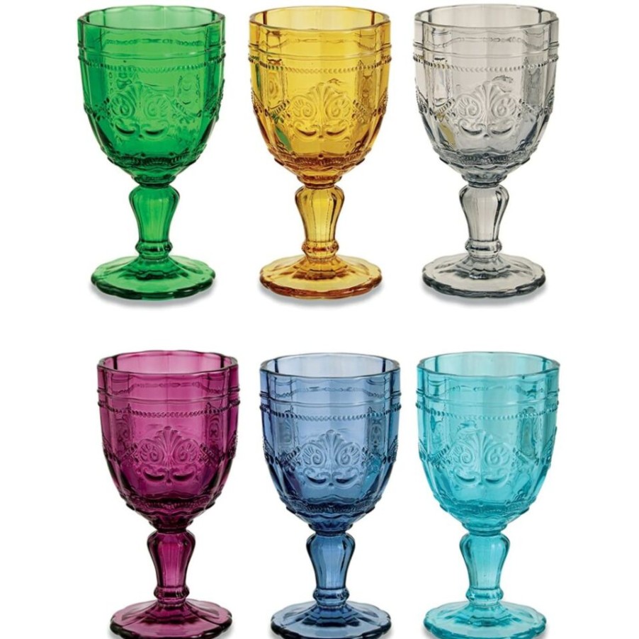 Gift Ideas Villa d'Este | Syrah Set Of 6 Colored Glass Goblets.