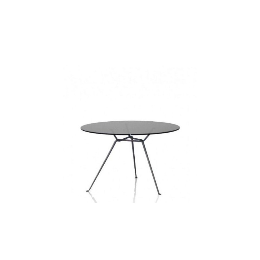 Furniture Magis Fixed Tables | Officina Table By Magis, In Forged Iron And 12Mm Crystal. Anthracite Forged Iron