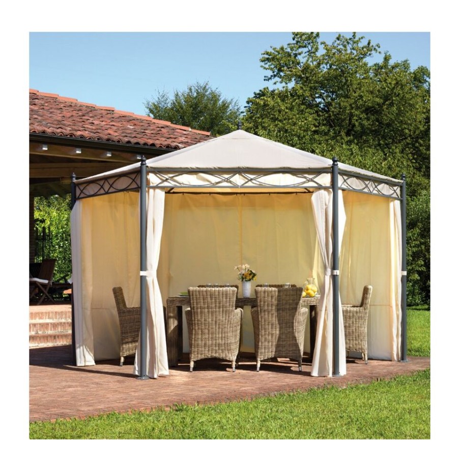 Outdoors Moia | Hexagonal Gazebo 4 Meters In Diameter With Windproof