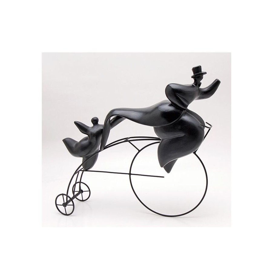 Complements Trio Design | Monopoly Man Cycle Sculpture In Solid Wood